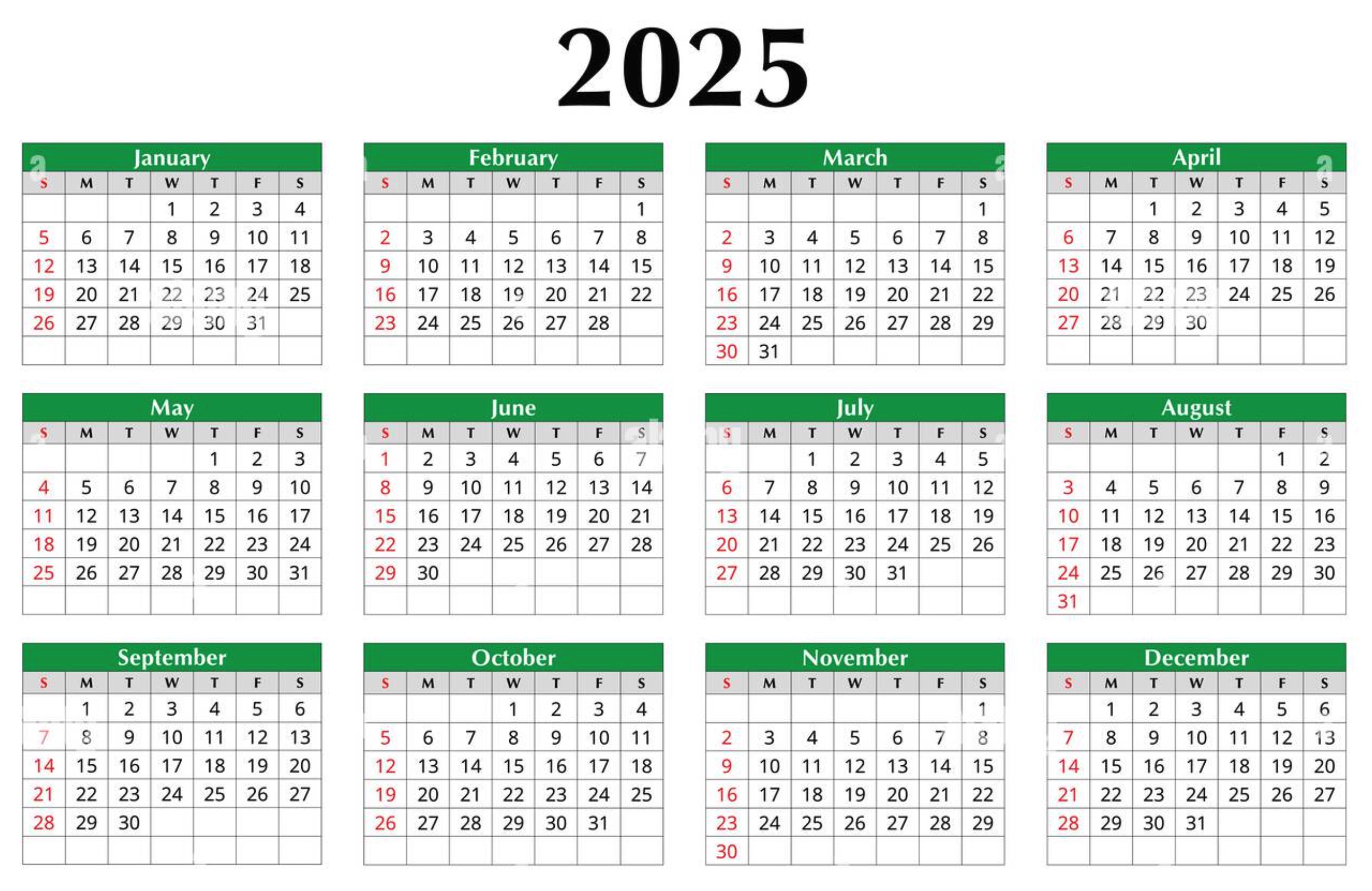 2025 calendar vector modern clean