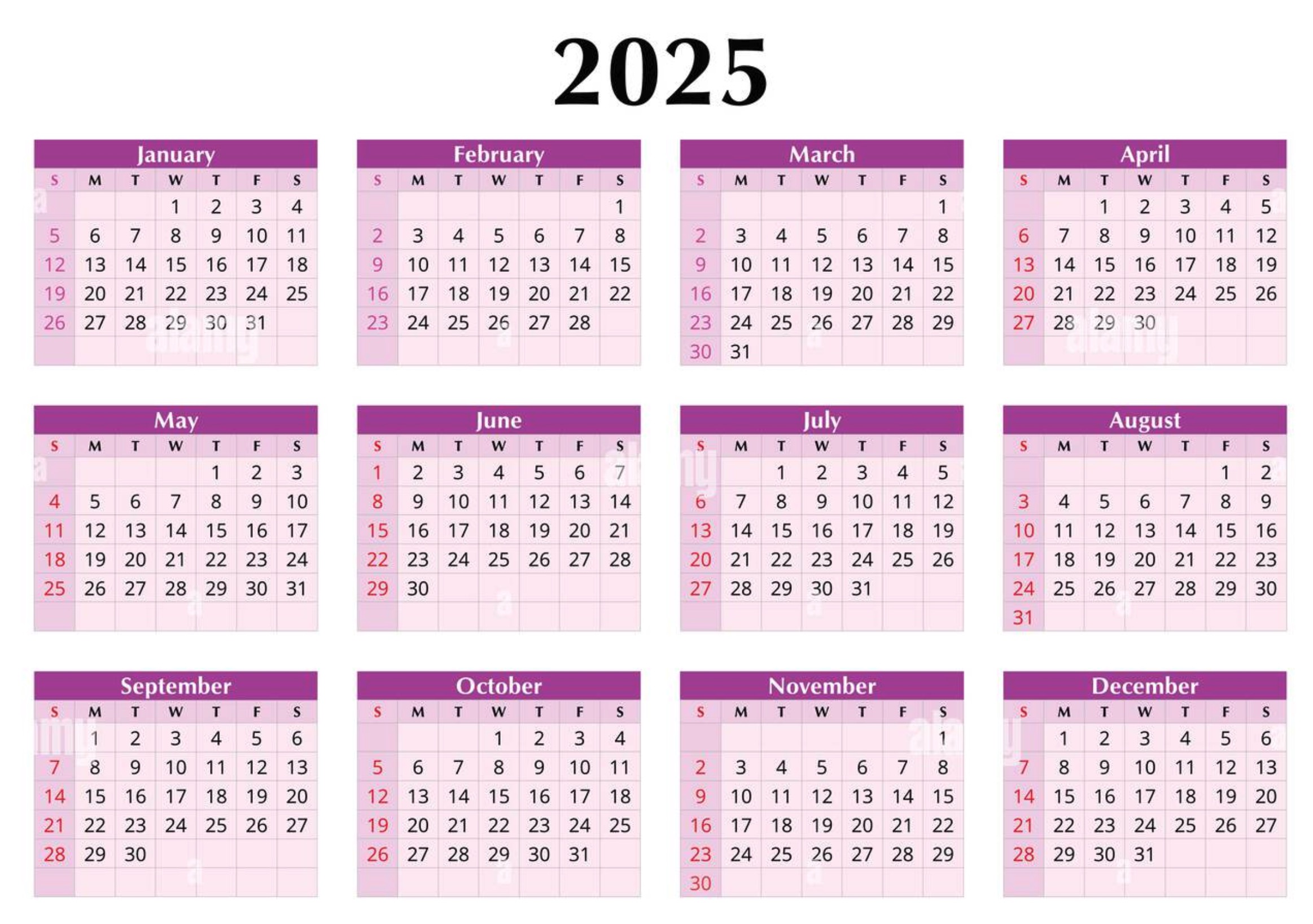 2025 year 12 month pink colors free download