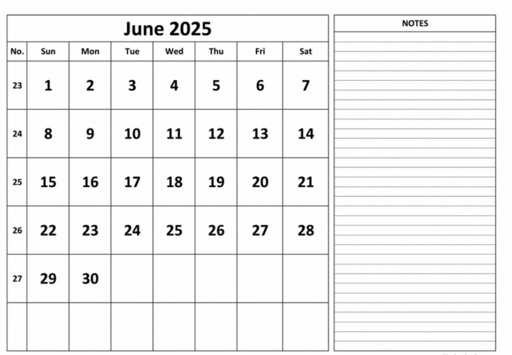 Blank June 2025 Calendar Blank June 2025 Calendar