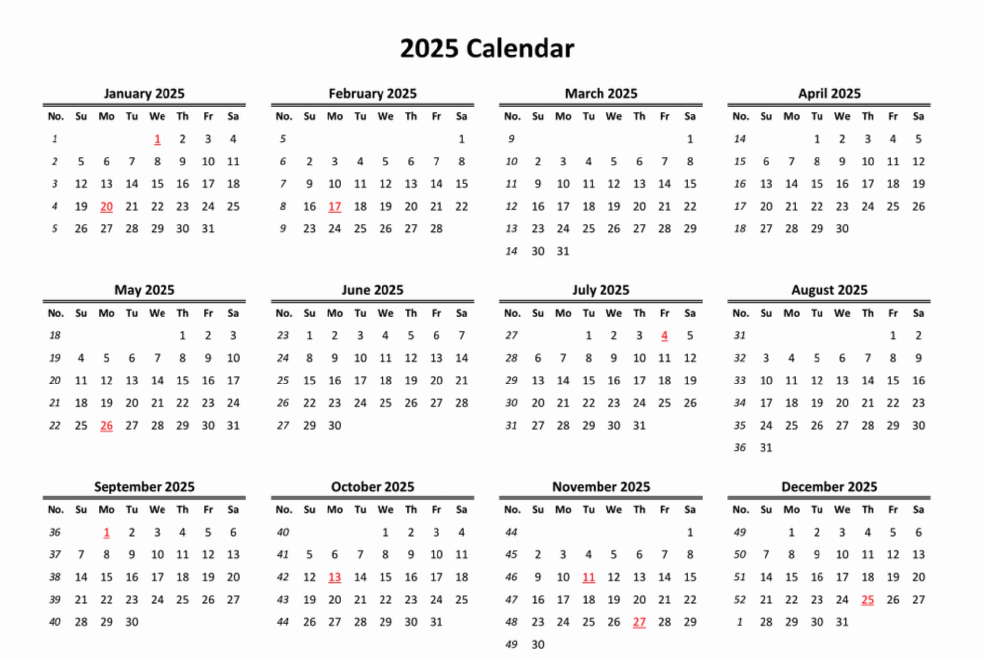 Download Blank Calendar 2025