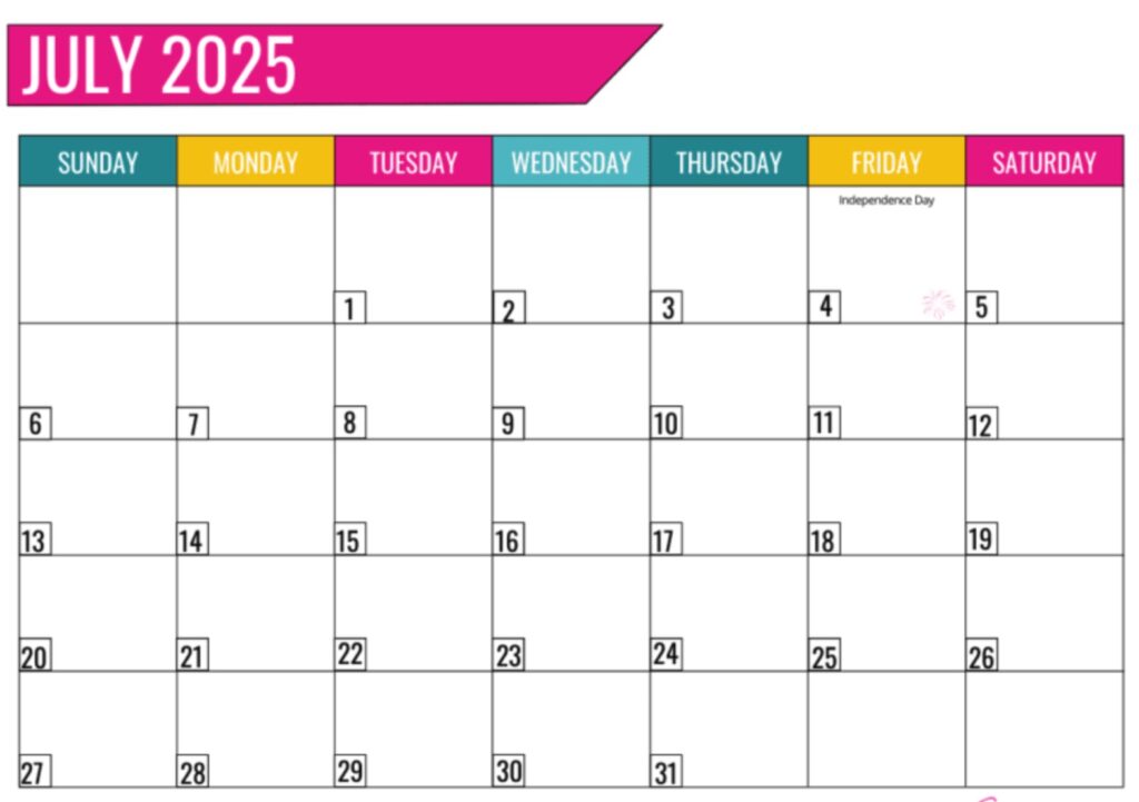 July calendar 2025 free July calendar 2025 free