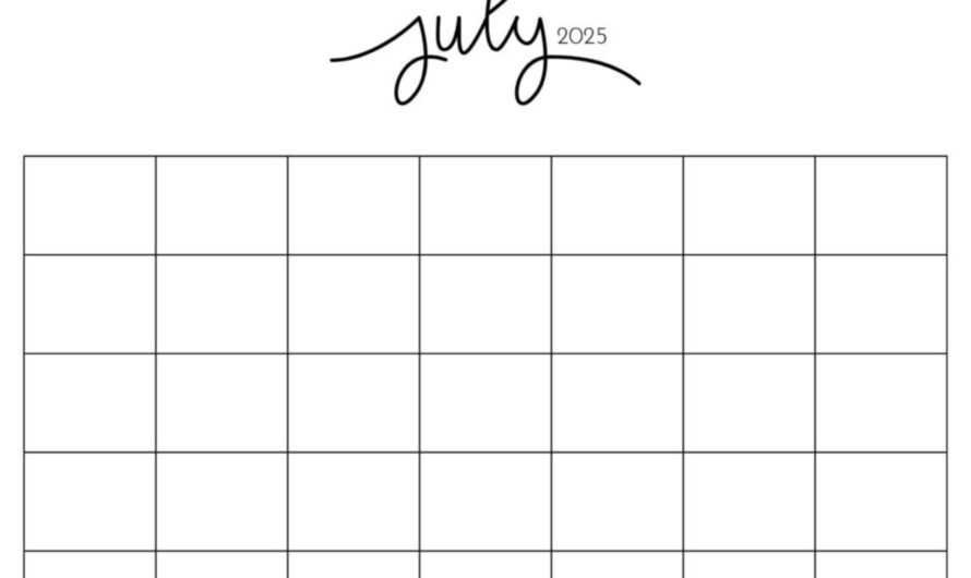 Free Printable Calendar 2025 July | Download PDF with Holidays