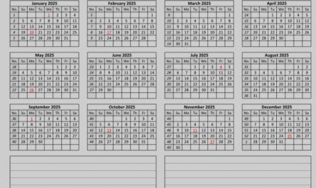 calendar with notes template 2025