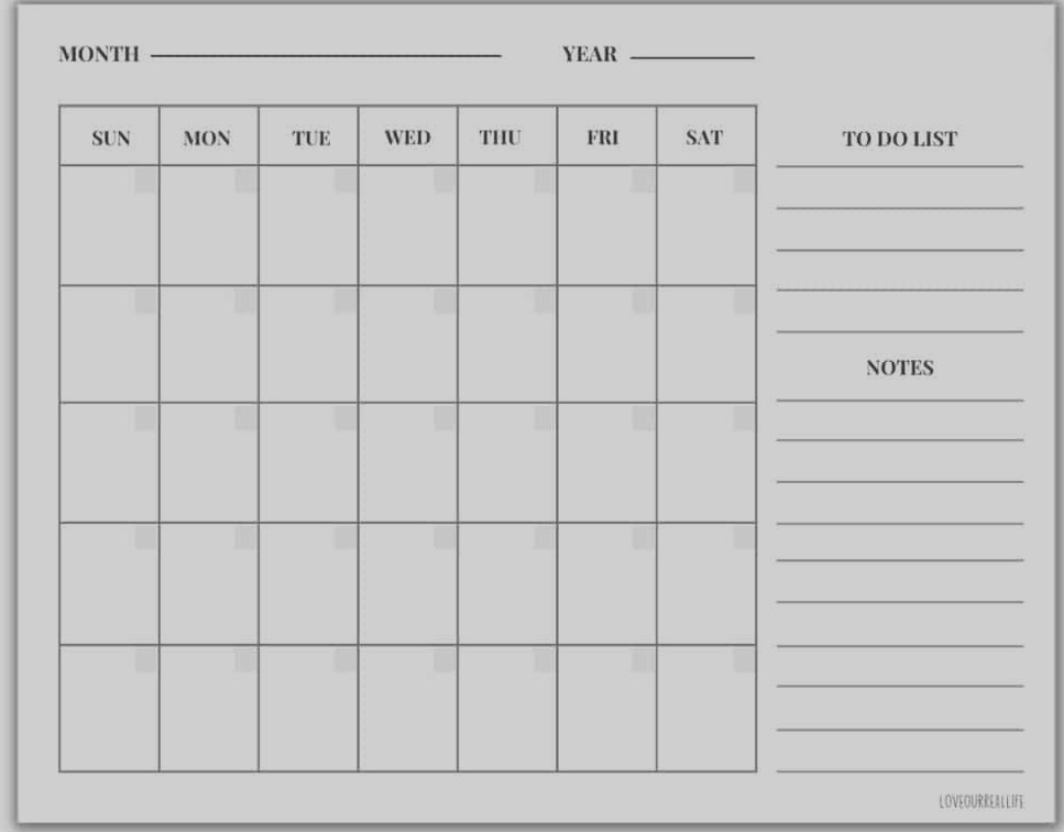 printable blank calendar with notes section printable blank calendar with notes section