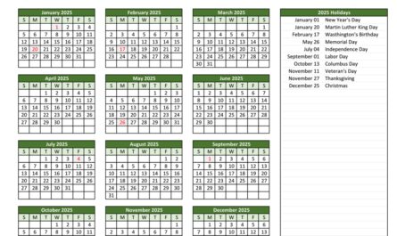 printable calendar 2025 with holidays