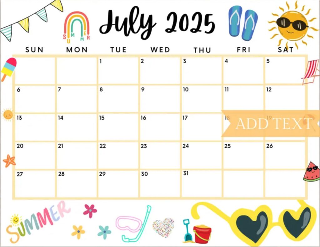 printable summer calendar 2025 printable summer calendar 2025
