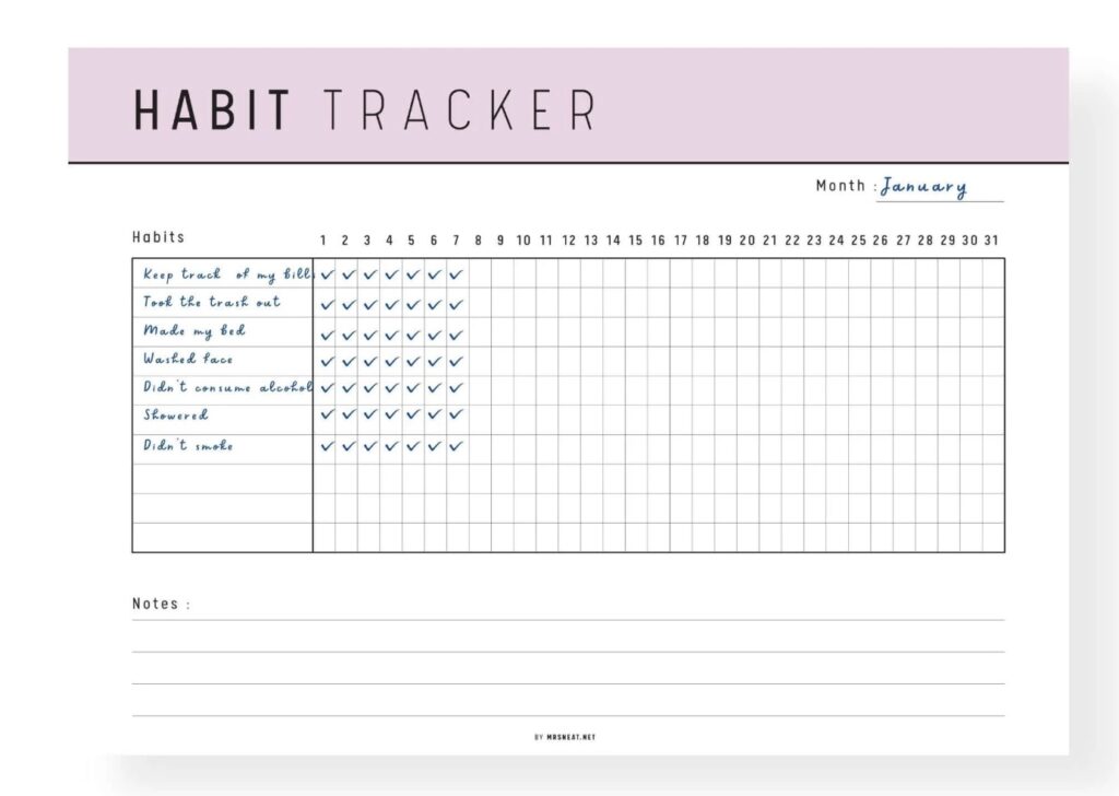 monthly habit tracker template Minimalist tracker for 5–10 habits monthly habit tracker template Minimalist tracker for 5–10 habits