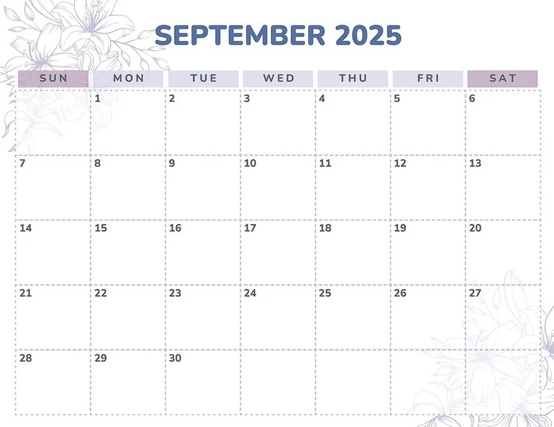 Minimalist September 2025 calendar design landscape layout Minimalist September 2025 calendar design landscape layout