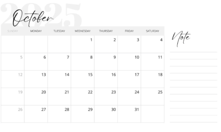 October 2025 Calendar Printable JPG for Home and Office Use