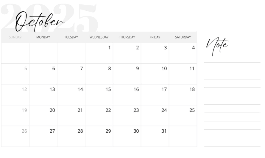 Printable October 2025 Calendar JPG – Easy to Use & Download