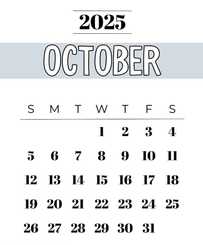 October 2025 Calendar with Holidays Free Printable JPG October 2025 Calendar with Holidays Free Printable JPG