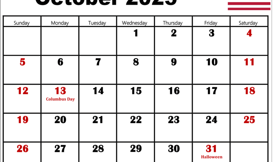 October 2025 Calendar with Holidays – Free Image Templates
