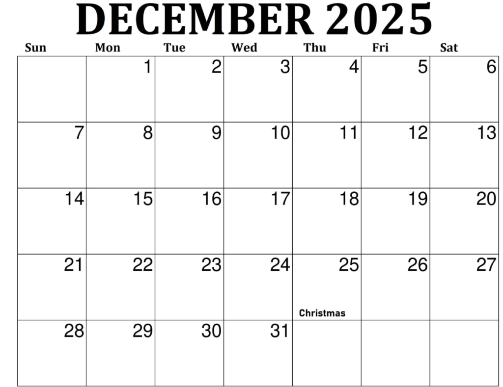 December 2025 customizable calendar with notes and goals section December 2025 customizable calendar with notes and goals section
