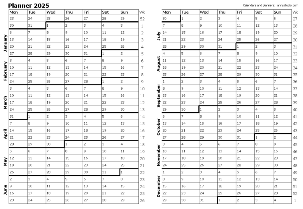 Editable 2025 full year planner for work, school, and personal organization