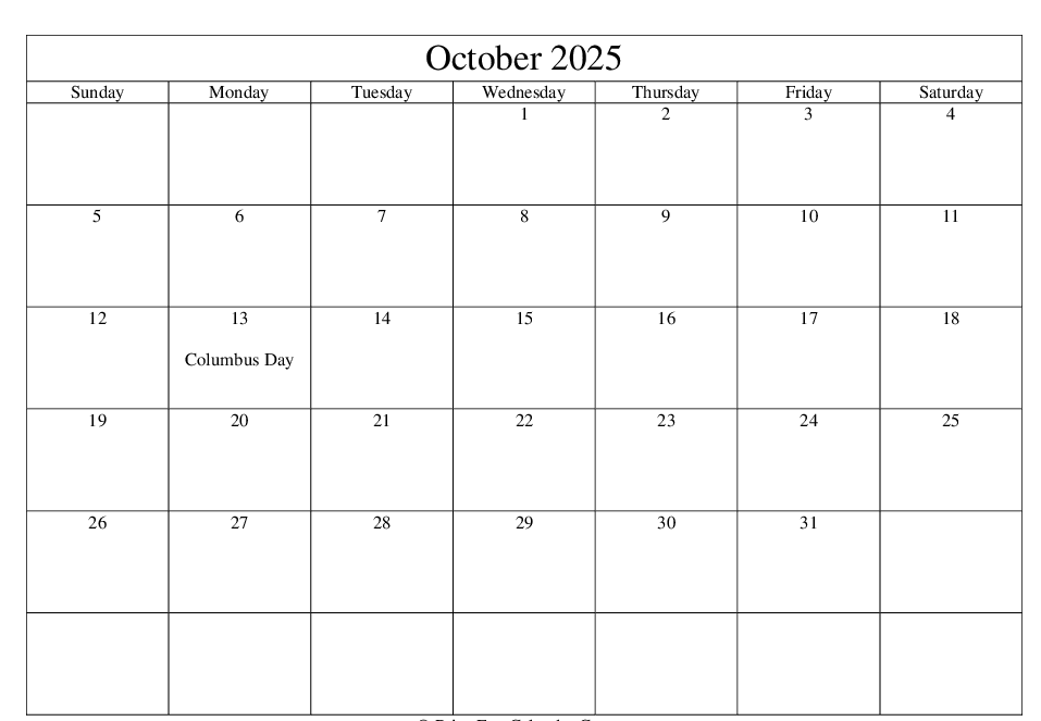 Editable October 2025 calendar for work and study planning Editable October 2025 calendar for work and study planning