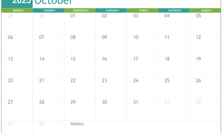 Editable October 2025 calendar template with simple layout