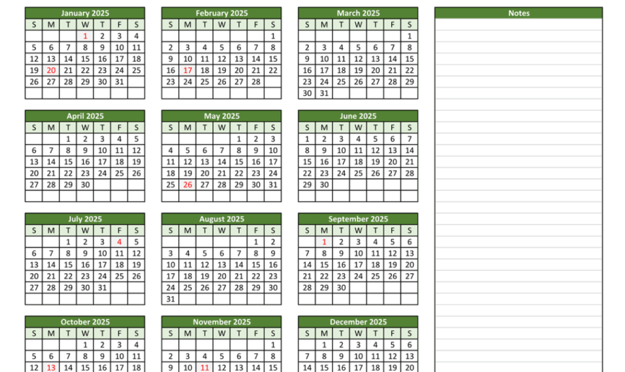 2025 Yearly Calendar – Free Printable Templates for Work and Life Planning