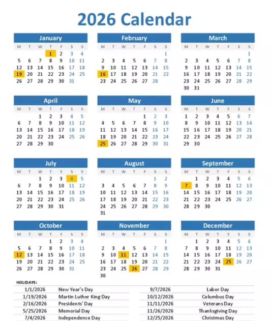 Best 2026 Printable Holiday Calendar Designs