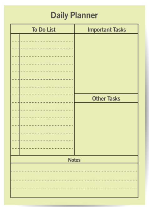 Daily planner list highlighting three most important tasks