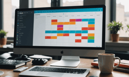Digital calendar showing color coded time block