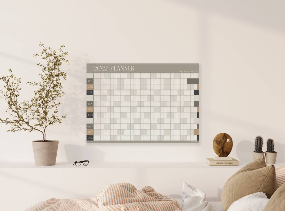 Quiet minimalism calendar design with earthy neutrals