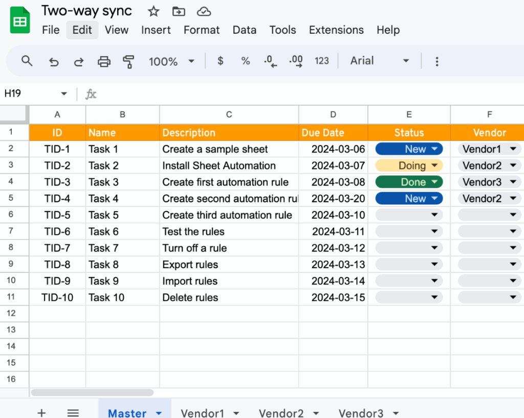 Task manager linked to calendar two way sync