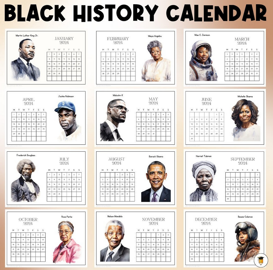 educational history calendar printable