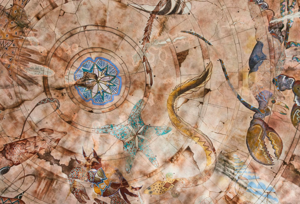 Close up of the Eighth Generation desk calendar showing authentic indigenous patterns