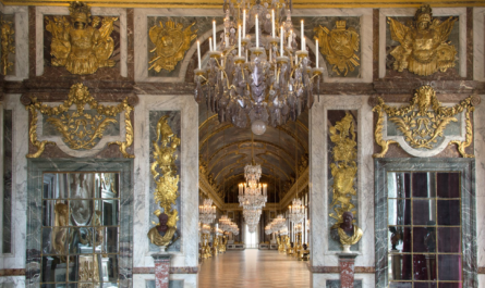 The Palace of Versailles 2026 Wall Calendar open to a page showing the Hall of Mirrors