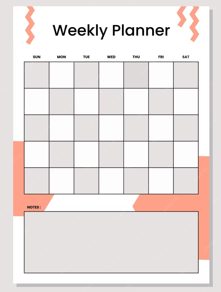 Color coded minimalist weekly planner template for 2026 organization