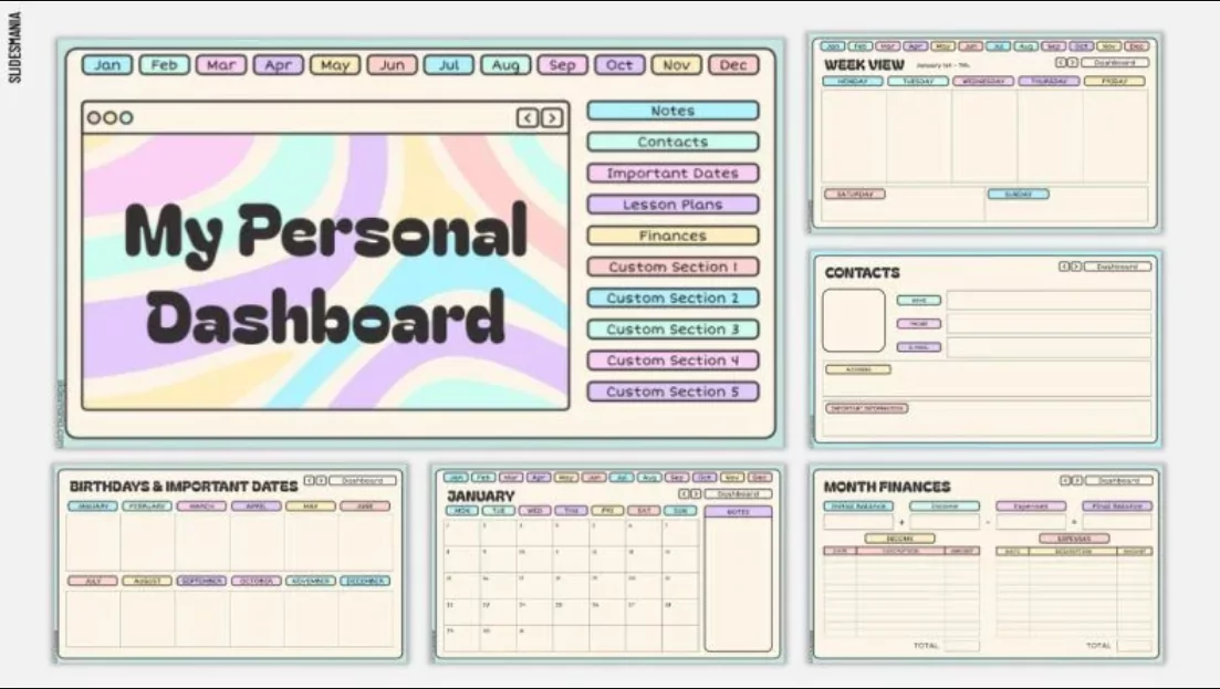 Digital calendar dashboard for 2026 productivity planning
