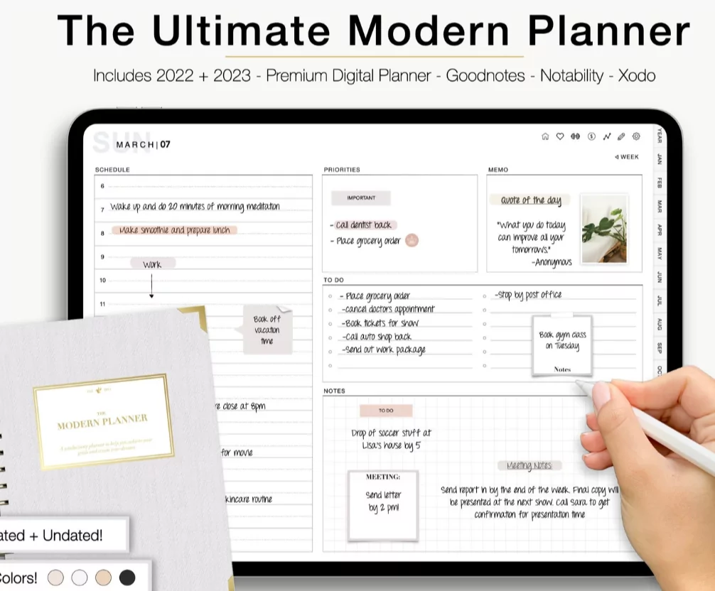 Digital calendar template 2026 iPad GoodNotes planning setup