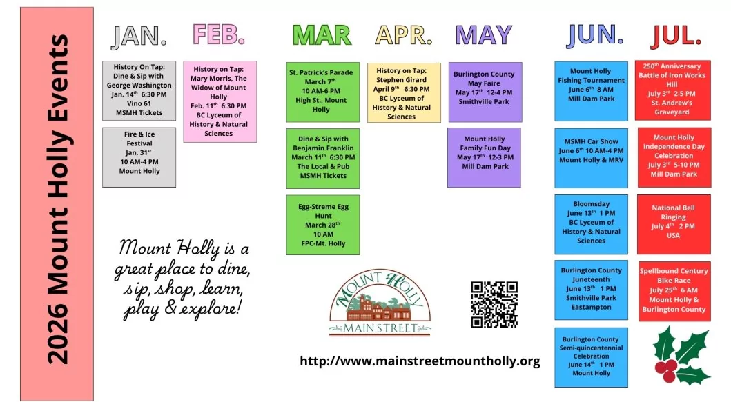 Historical timeline calendar for 2026 with key anniversaries and events