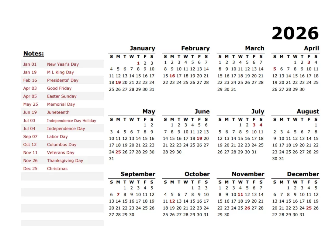 historical calendar printable 2026