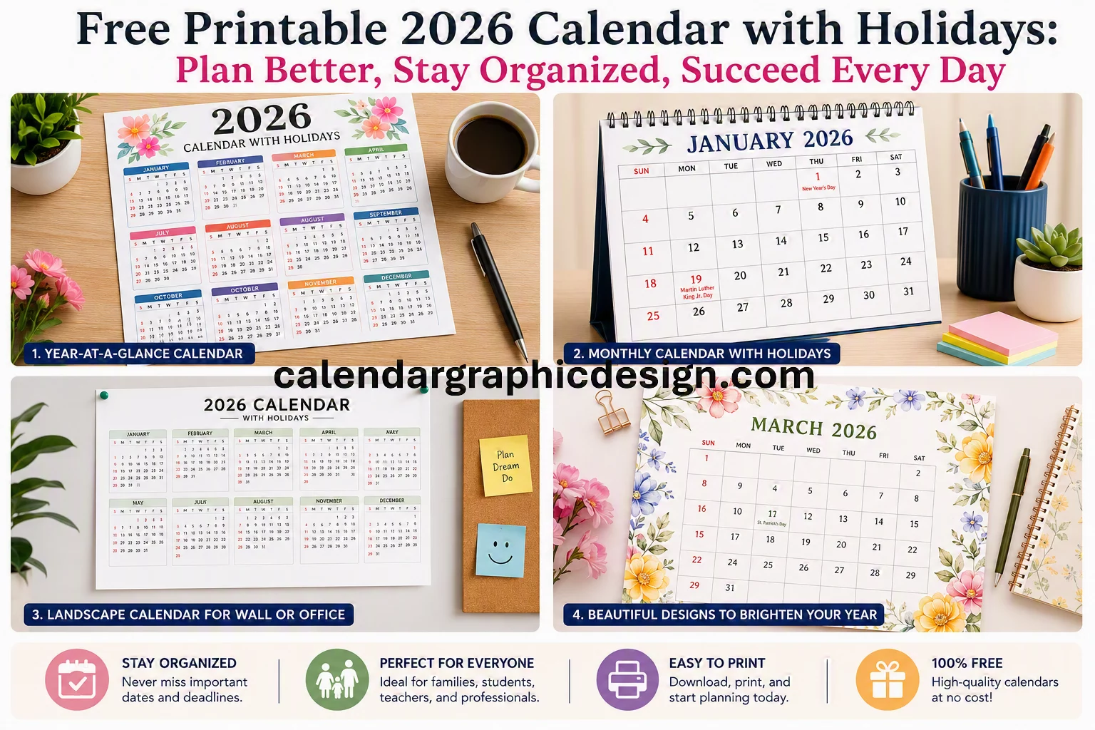 2026 printable calendar template with federal holidays
