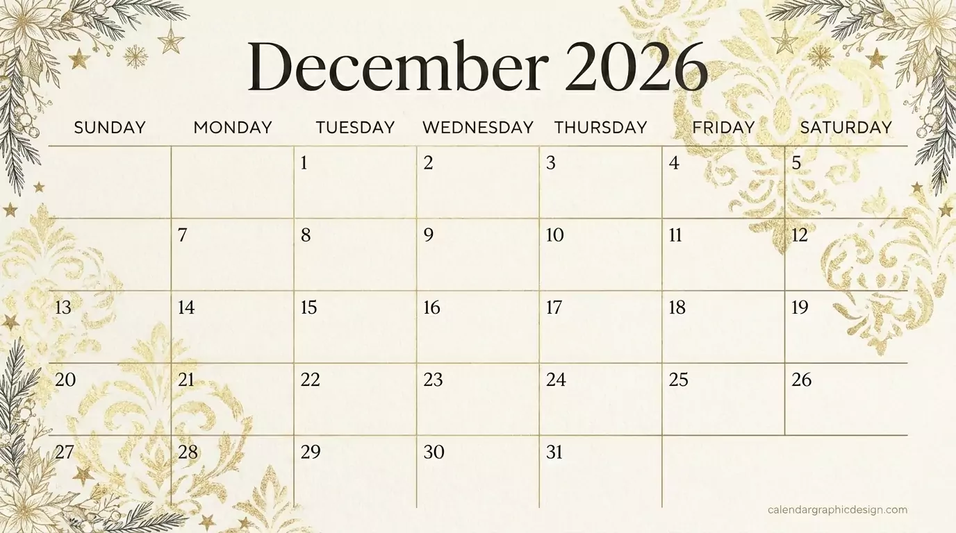 December 2026 Calendar Printable